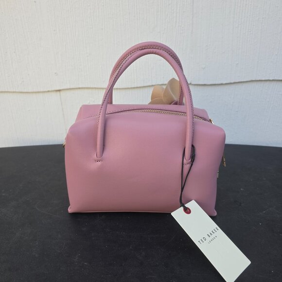NWT Ted Baker London Poppy Rose Flower pink leather crossbody or top handle bag - Picture 3 of 8